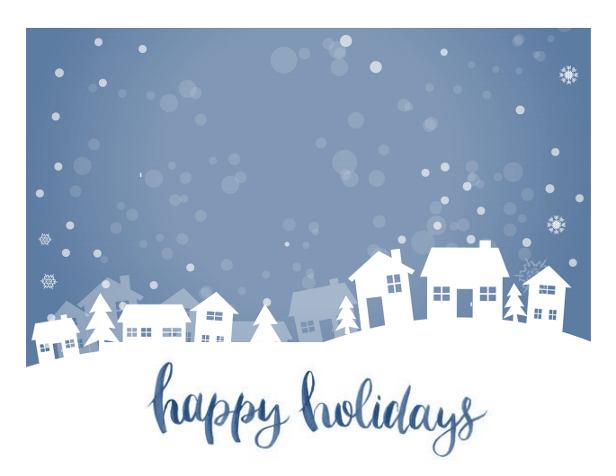 Snowy Town Happy Holidays Greeting Card