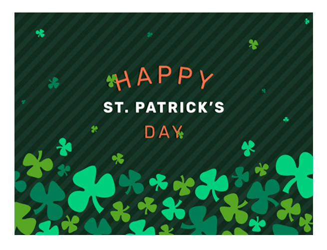 Happy St. Patrick’s Day Falling Clover Greeting Card