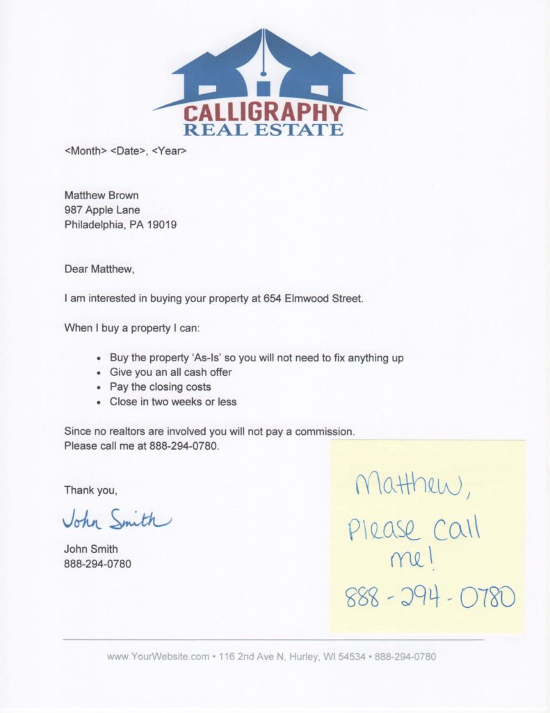 Cash Buyer Investor Signature Letter
