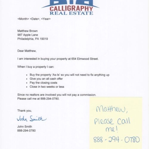 Cash Buyer Investor Signature Letter