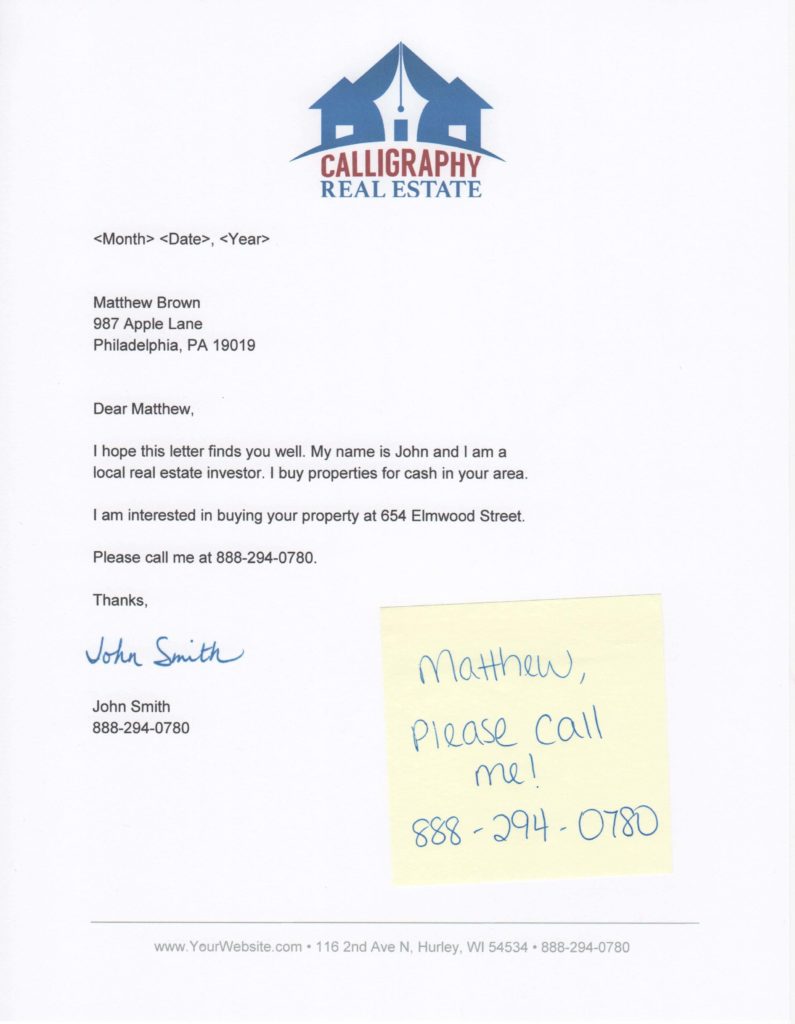 I Buy in Your Area Investor Signature Letter