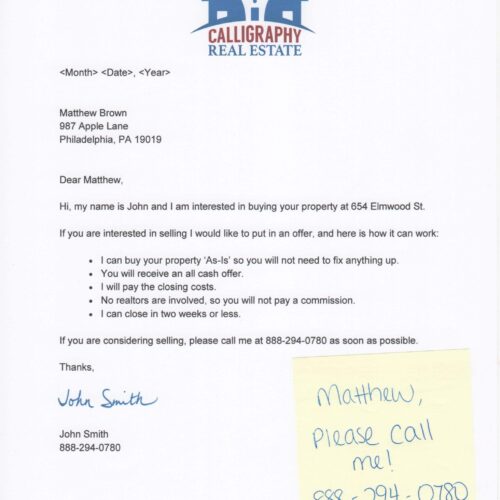 No Commissions Investor Signature Letter