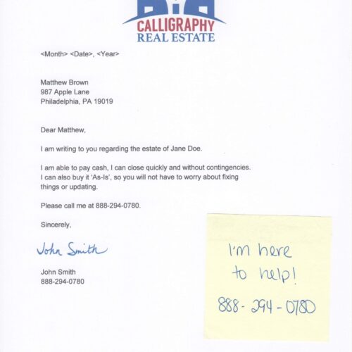 No Repairs Needed Probate Signature Letter