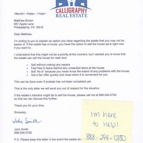 Options Regarding Estate Probate Signature Letter