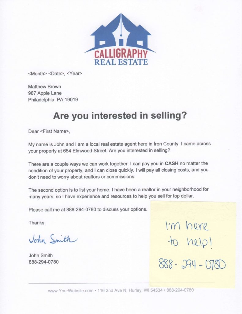 Interested in Selling Real Estate Signature Letter