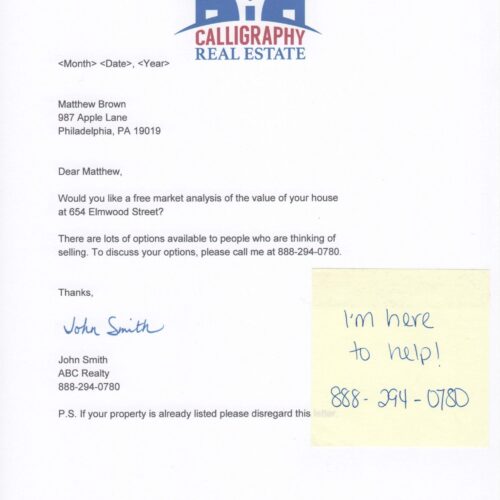 Market Analysis Real Estate Signature Letter