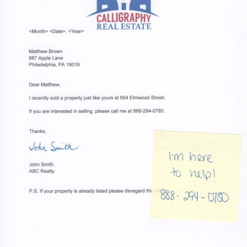 Property Like Yours Real Estate Signature Letter
