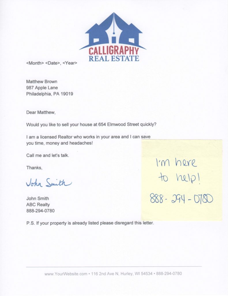Sell Quickly Real Estate Signature Letter