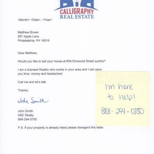 Sell Quickly Real Estate Signature Letter