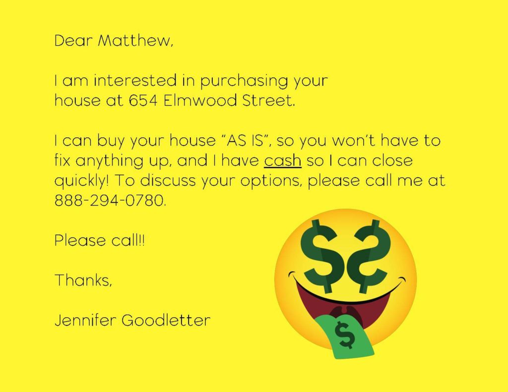 Buy House As-Is – Cash Face Emoji Postcard