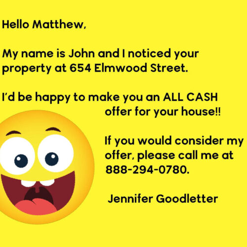 Buy House All Cash Offer Smiley Face Emoji Postcard