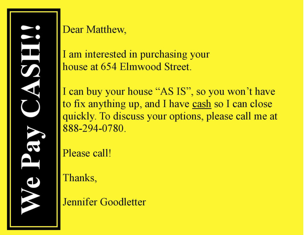 Investor We Pay Cash Postcard