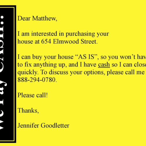 Investor We Pay Cash Postcard