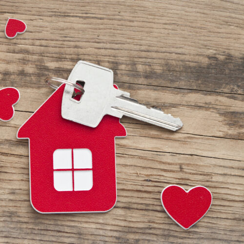 Valentine's Day House with Key Greeting Card