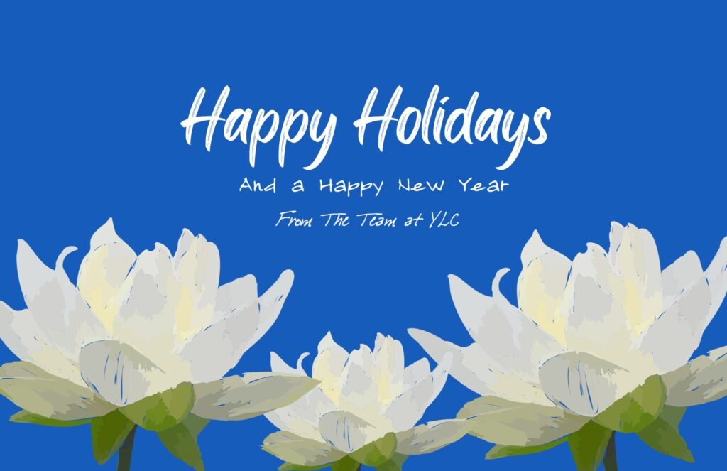 Blue Lotus Happy Holidays Greeting Card
