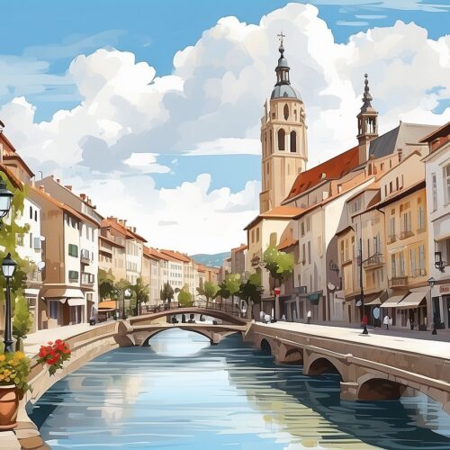 European City Vacation Postcard