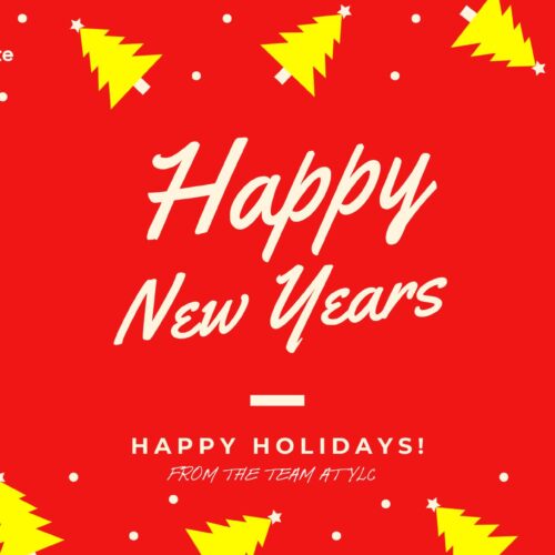 Red and Yellow Christmas Tree Happy Holidays Greeting Card