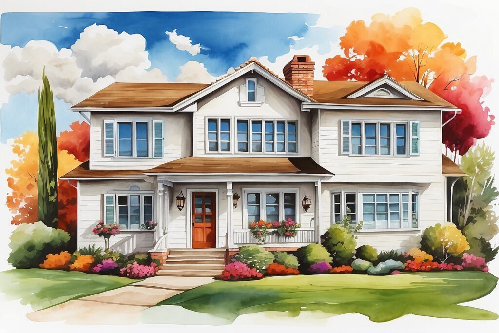 Home in Fall Seasonal Greeting Card