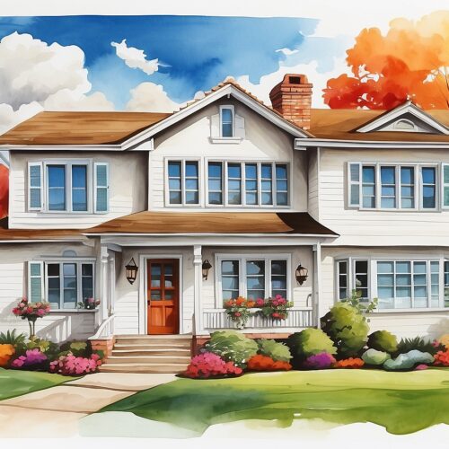 Home in Fall Seasonal Greeting Card