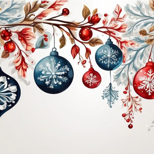 Snowflakes and Ornaments Holiday Card!