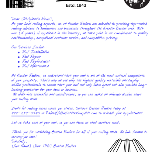 Roofers True Ink Marketing Letter