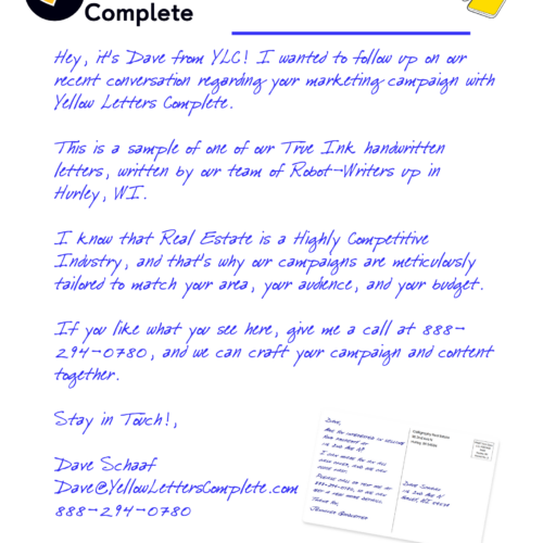 Yellow Letters Complete True Ink Real Estate Letter