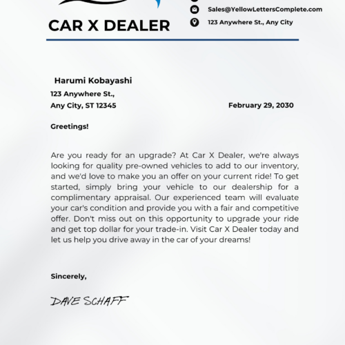 YLC Blue Car Dealer Letterhead