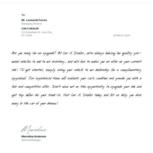 Simple Handwritten Dealer Letterhead